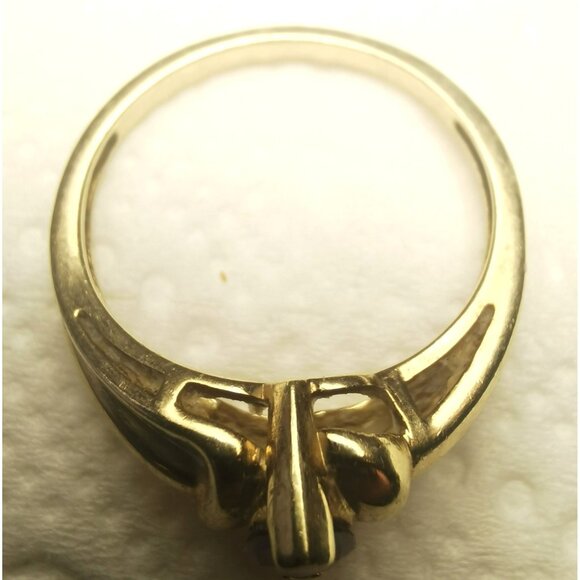 10KT Yellow Gold Purple Amethyst Oval with four diamond accents Vintage Size 7 - Picture 4 of 7